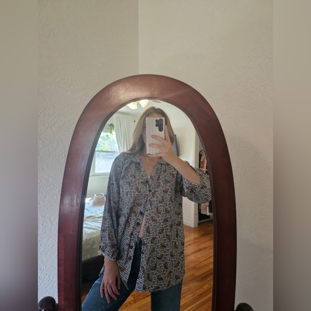 Vintage Kin Kin Gingham Paisley Button Down Shirt